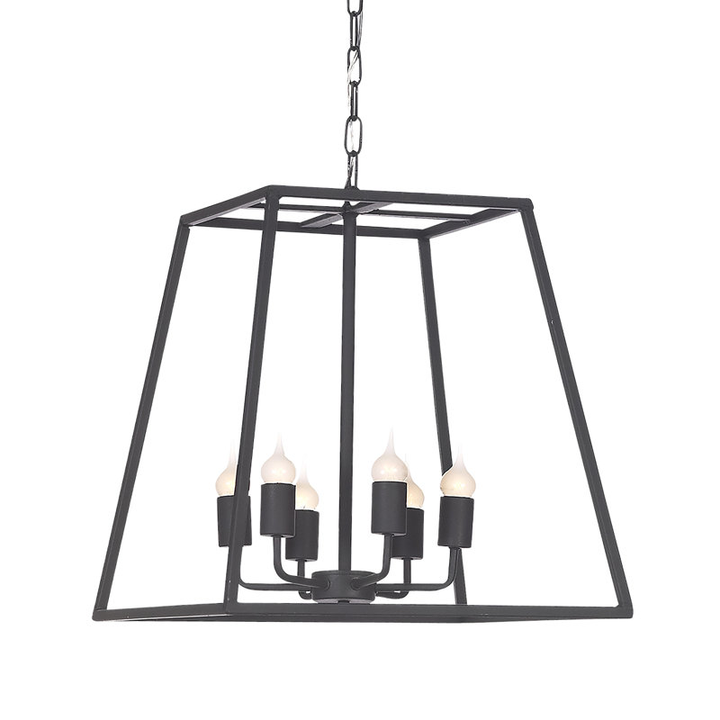 Reno 4 - Light Candle Style Geometric Chandelier, Flat Black