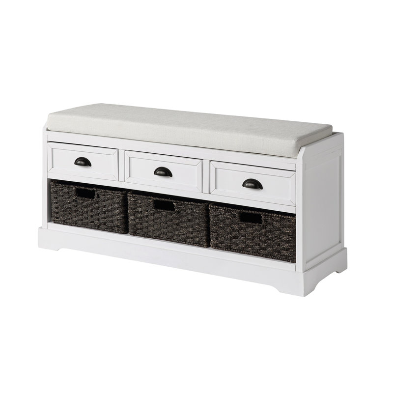 Banc de rangement avec tiroirs Gokey, Blanc
