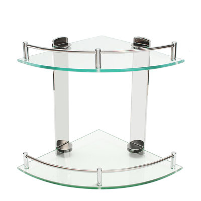 Delayne Glass and Stainless Steel Bathroom Shelves