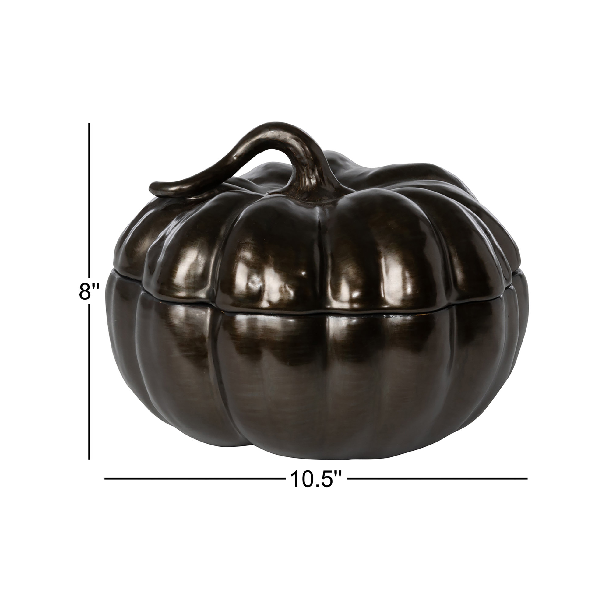 Pumpkin Bowl Figurine, Brown, 8" H x 10.5" W x 10.5" D