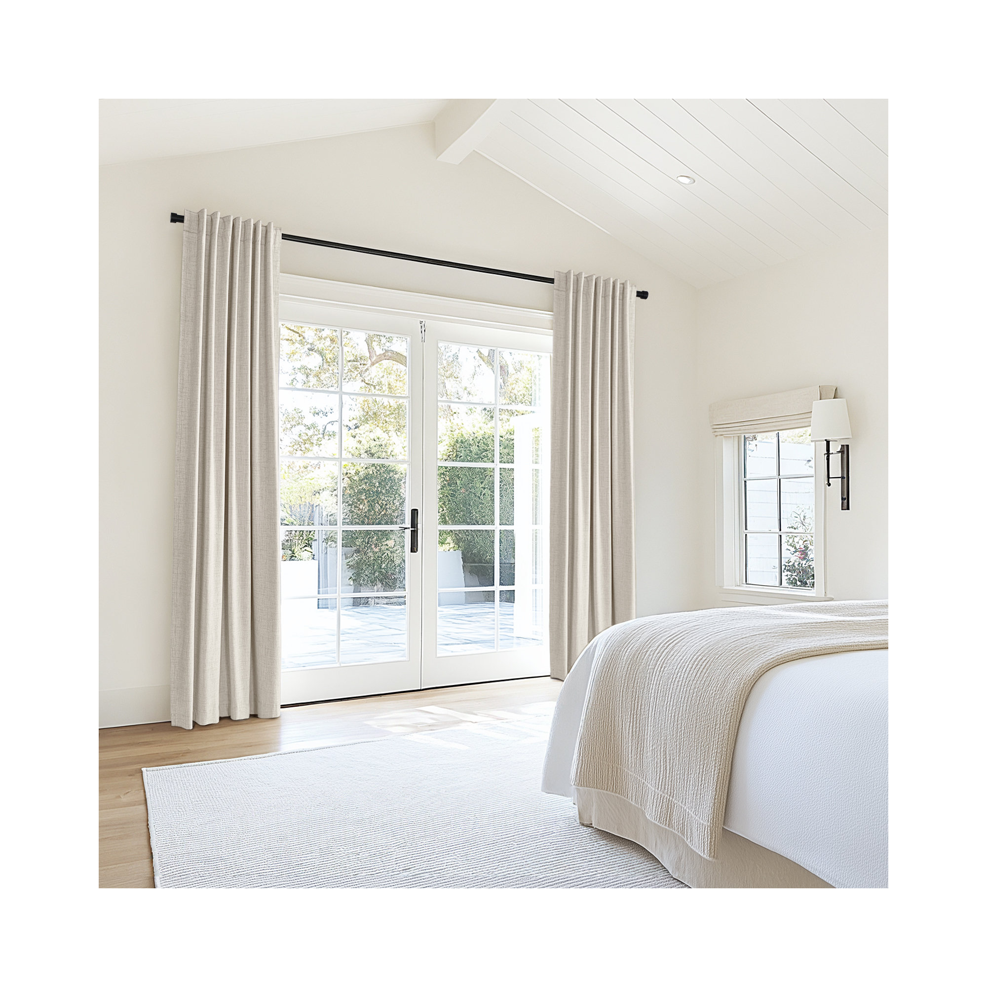 Graciella Thermal Insulated Faux Linen Textured 100% Blackout Curtains for Bedroom Living Room Back Tab/Rod Pocket, Cream