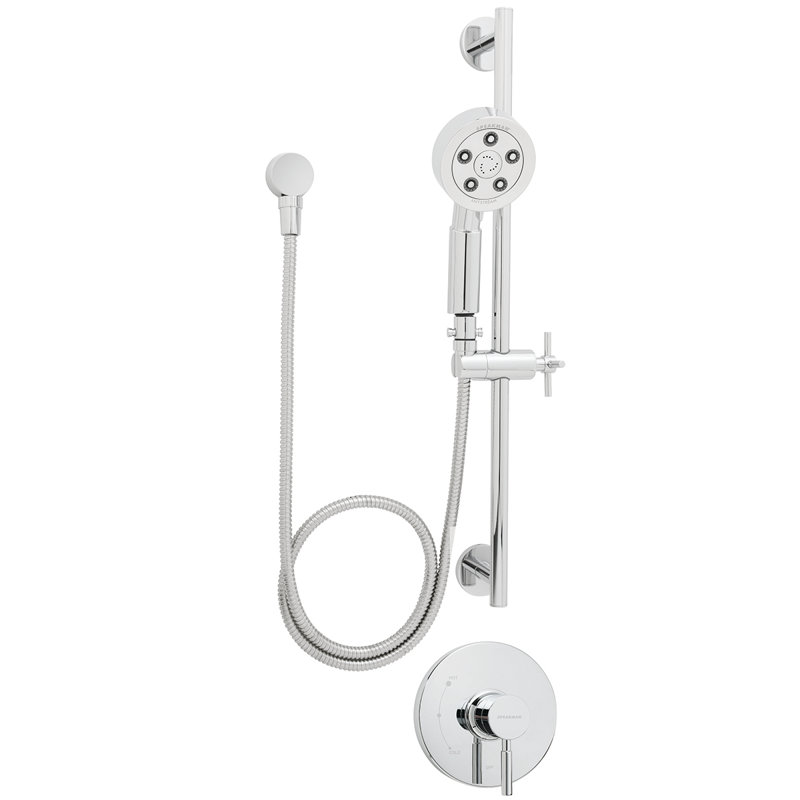 Système de douche complet thermostatique et équilibré à pression Neo, Chrome poli