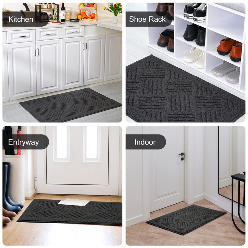 Premium Indoor Outdoor Mat Rubber Backing Non Slip Super Absorbent Resist Dirt Entrance Rug, Dark Gray, 32" W x 48" L