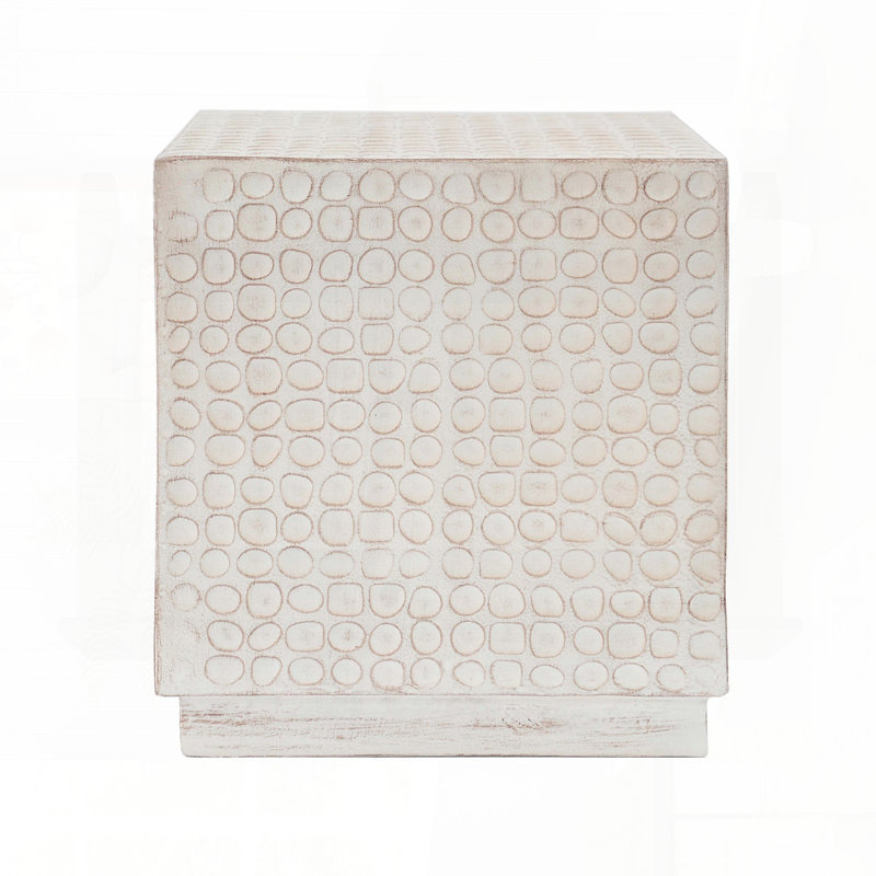 MGO Cube Side Table with Fluted Surfaces