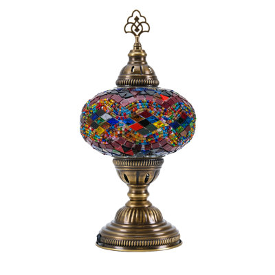  Lampe de table en mosaïque turque, lampe de table multicolore fabriquée à la main avec ampoule DEL