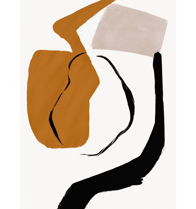 Abstract Flow Harmony Print by Other Artist, 24 × 36, Matted Framed Print, Tan