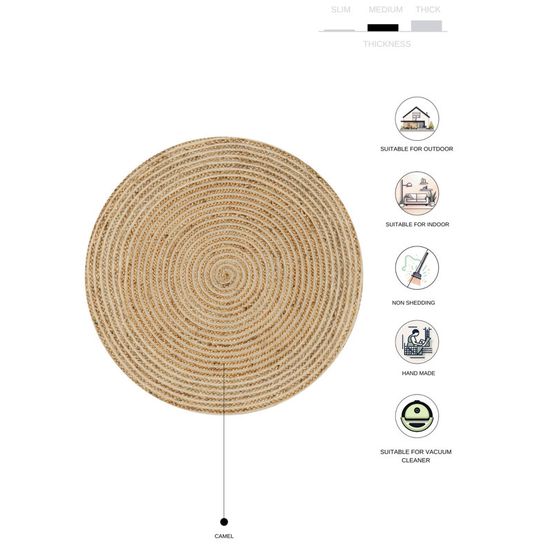 Alorah Striped Indoor Rug, Round 4'