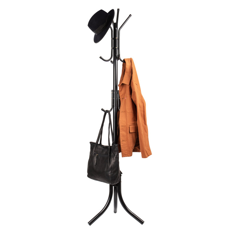 Portemanteau sur pied Langridge, organisateur multi-niveaux pour le bureau et l'entrée, métal, Noir