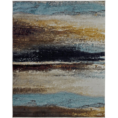Zakrzewski Abstract Area Rug in Blue
