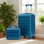 14 "/ 20" 2 pièces / ensemble dans un bagage à roulettes en ABS, avec serrure à combinaison, étui à cosmétiques 14 "(bleu foncé)