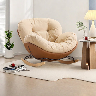 Ergonomic tufted metal frame rocking chair