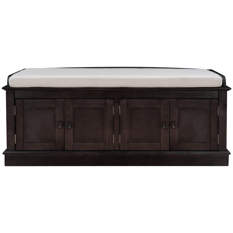 Banc de rangement avec 4 portes et tablettes réglables, Espresso