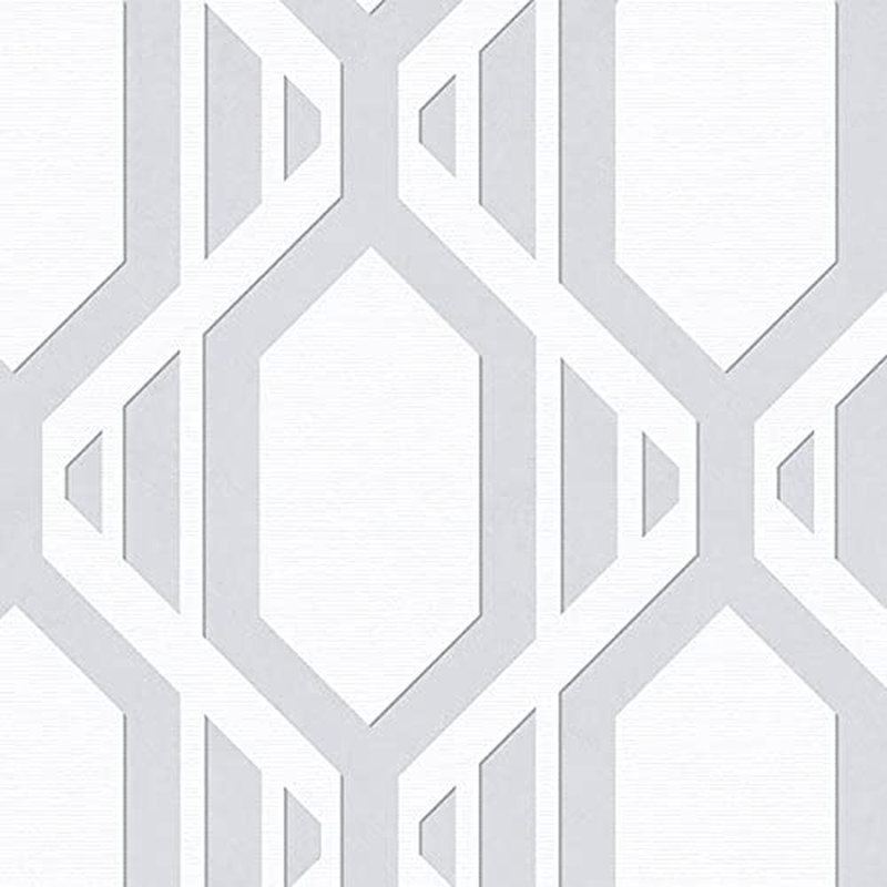 Rouleau de papier peint texturé L 396 pi x l 21 po Batrina, Blanc / argent