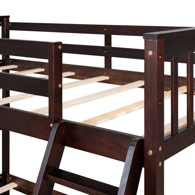 Lit superposé simple avec rangement stable et durabilité pour une utilisation optimale de l'espace, Lit double, Espresso