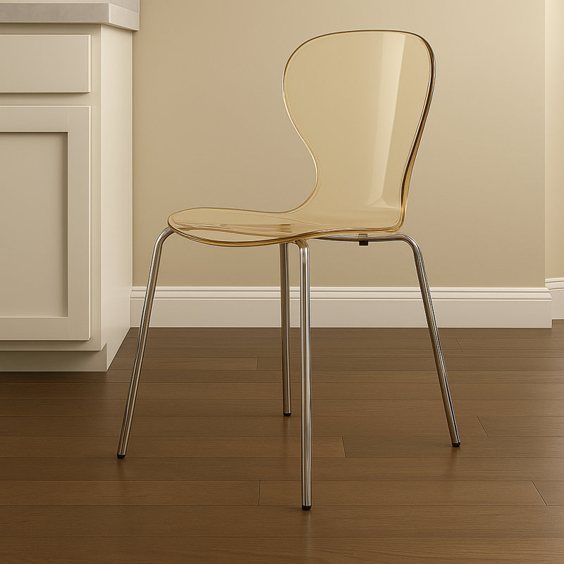 Chaise d'appoint de salle à manger empilable Edenfield, Ambre, 4, Argent argent