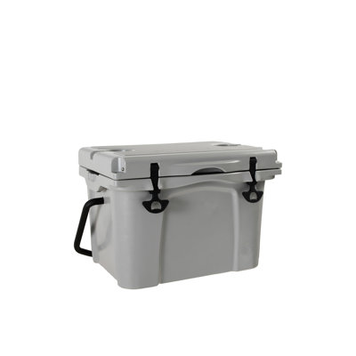 Glacière rigide isolée de 25 pintes avec porte-gobelet et gabarit de formage - Idéale pour les voyages d'été, construction robuste et portable pour les aventures en plein air. Capacité de 30 canettes, conservation du froid pendant 5 jours, pieds antidérapants.