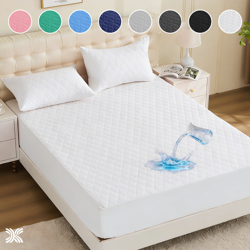 Full Size Waterproof Mattress Protector, Microfiber, 16" Deep Pocket Smooth Fitted Cover, Soft Breathable & Noiseless, Vinyl-Free Machine Washable, White