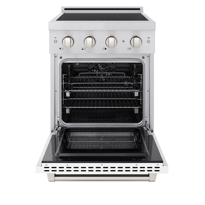 ZLINE 24 in. Paramount Induction Range with 3 Element Cooktop & Electric Oven w/ White Matte Door, White Matte