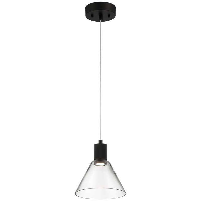 Luminaire suspendu Tonini Martini à DEL - noir mat - verre transparent - DEL dédiée, Noir mat