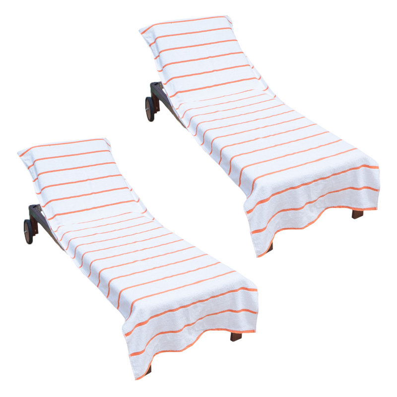 Orange Patterned Cotton Kids Chaise Lounge Covers, 30x85 in, Set of 2