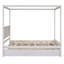 Wood Canopy Bed With Trundle Bed And Two Drawers ,Full Size Canopy Platform Bed With Support Slats .No Box Spring Needed
