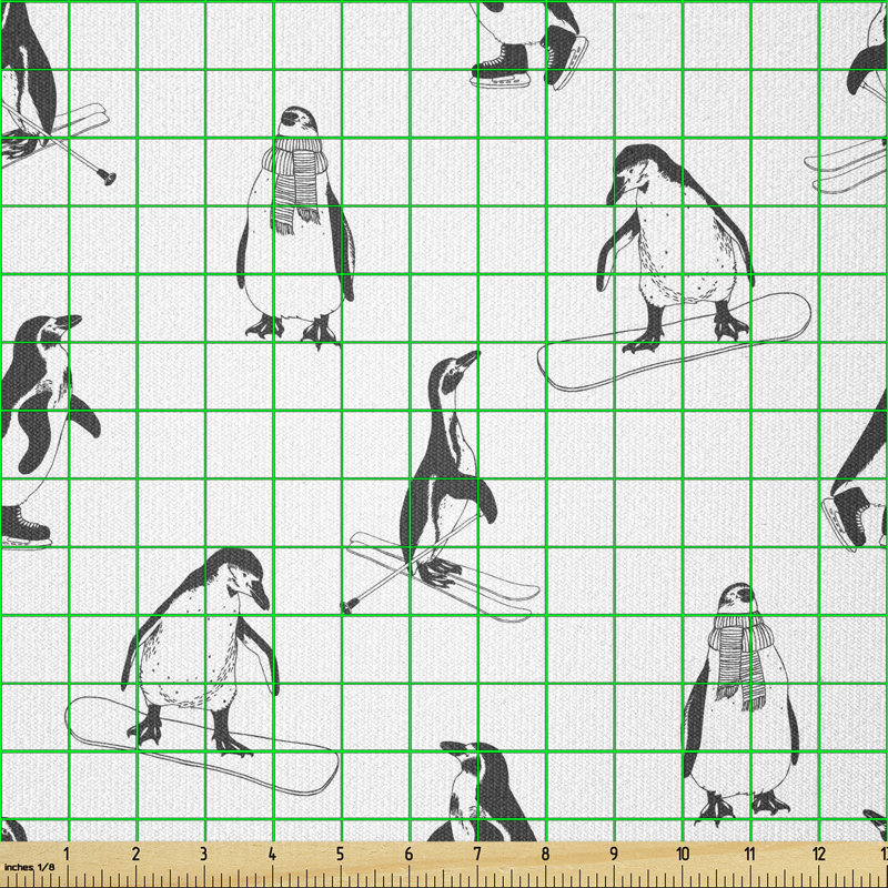 Derosir Skiing Penguins on Snowboards Multi-Purpose Fabric