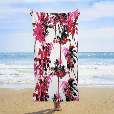 Tropical Palm Trees Sand Free Beach Towel 70"x35", Quick Dry Lightweight Absorbent Travel Towels for Adults Gym Camping Swim Pool