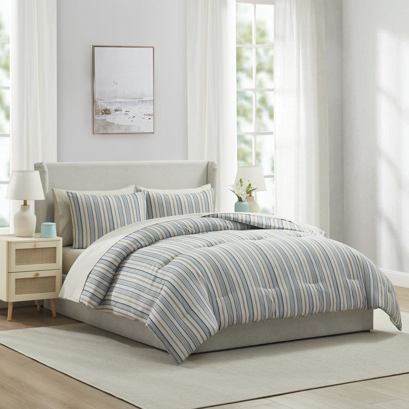 Nestl Striped Bed in a Bag Comforter 7-Piece Set with Sheets & Pillow Shams, Full Comforter + 6 Additional Pieces