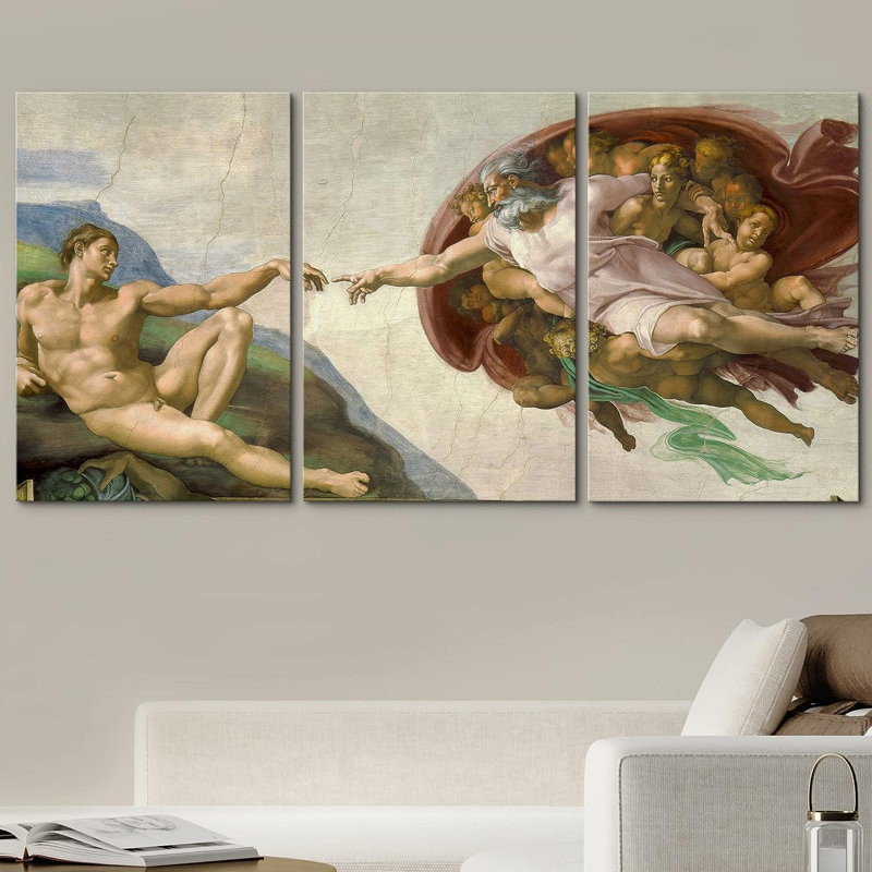 Création d'Adam 3 pièces, Toile tendue, H 24 po x l 16 po x P 1,5 po