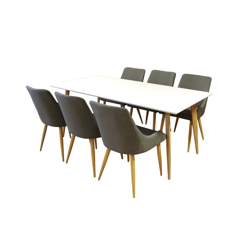 Morrilton Metal Base Dining Table, Oak/White, H75 x L120 x W80cm