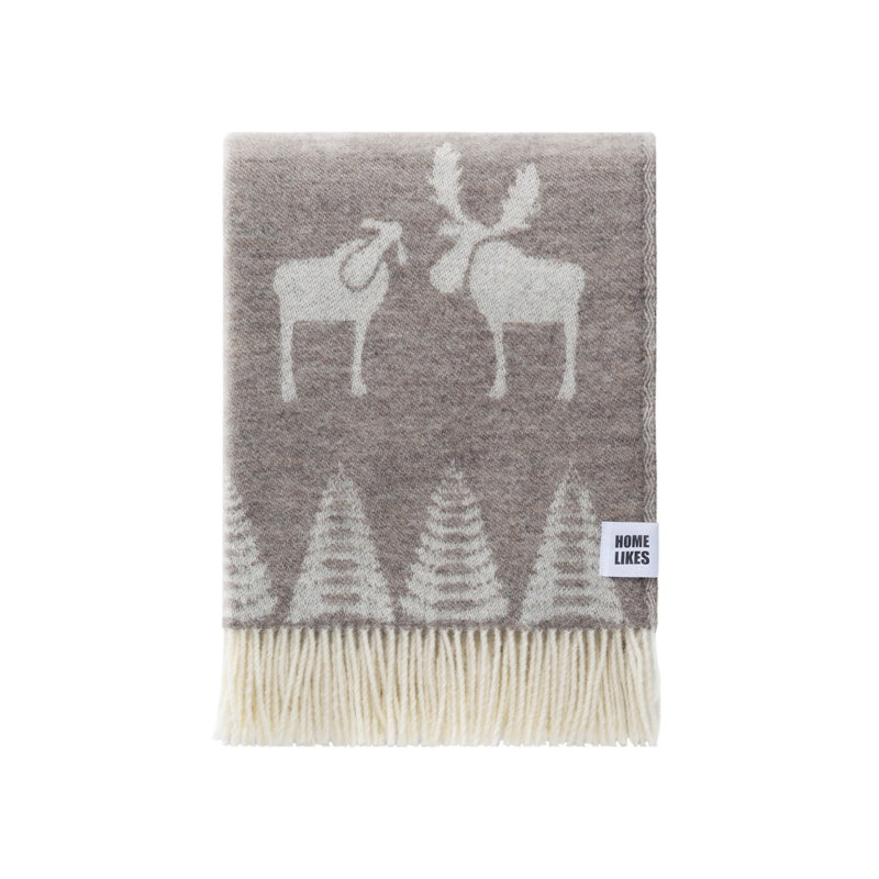 Brown Moose Recycled Merino Wool Throw