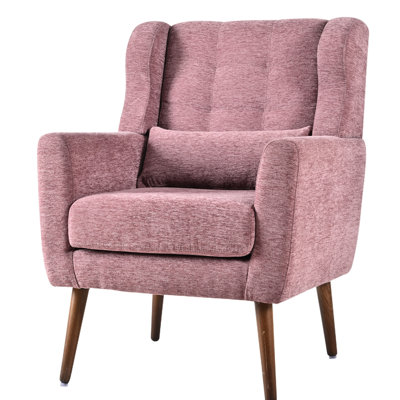 Ergonomic Purple Living Room Chair For Reading And Working, Mid Century Chair, Chenille Upholstery, Rubberwood Frame, 29.1 In Package Depth Dining Bedroom, Comfort, Throw Pillow, Chenille, Legs,