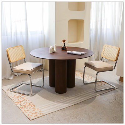 Dining Chairs Set of 2, Velvet Rattan Side Accent Chairs with Chrome Legs, Modern Mid Century Breuer Designed Chairs, Upholstered Dining Living Room Kitchen Chairs (2pcs)