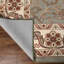 Tapis d'intérieur vert à motif floral et à volute de style oriental traditionnel-671073745