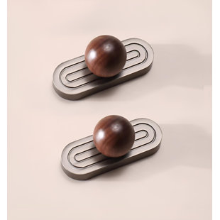 Modern Minimalist Cabinet Door Handle, Metal + Solid Wood Handle