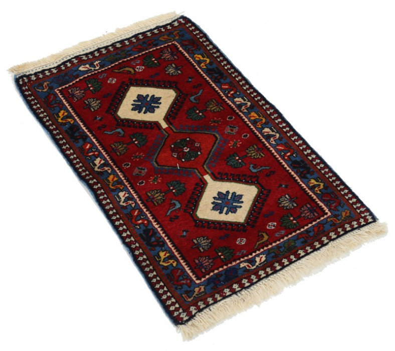 Tapis persan Yalameh fin noué à la main 1 pi 9 po x 2 pi 9 po