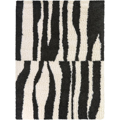 Mobius Charcoal Abstract Shag Area Rug