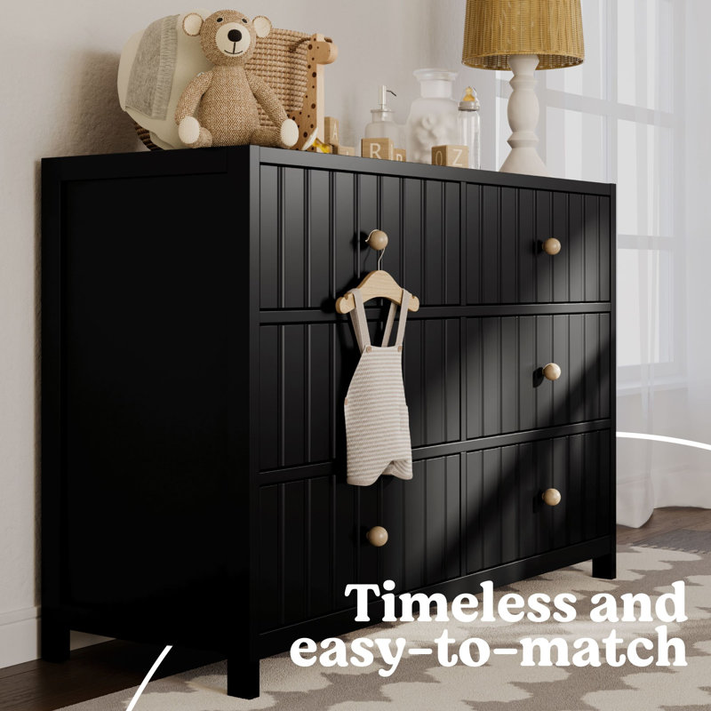 Commode double 6 tiroirs Teddi, Noir