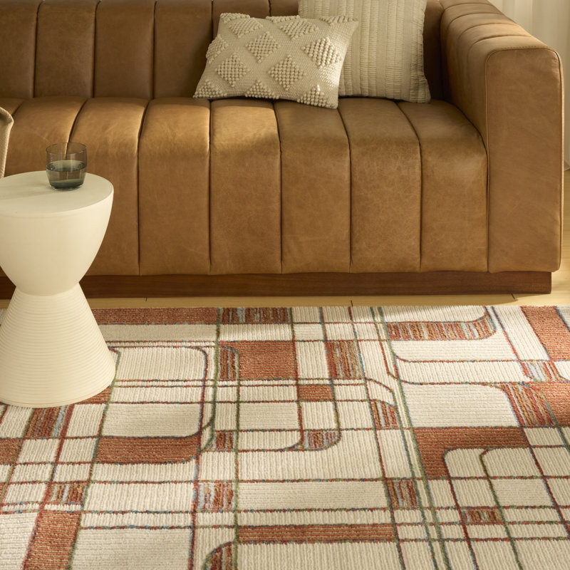 Nordic Abstract Power Loomed Polyester Indoor Area Rug, Rectangle 8' x 10'