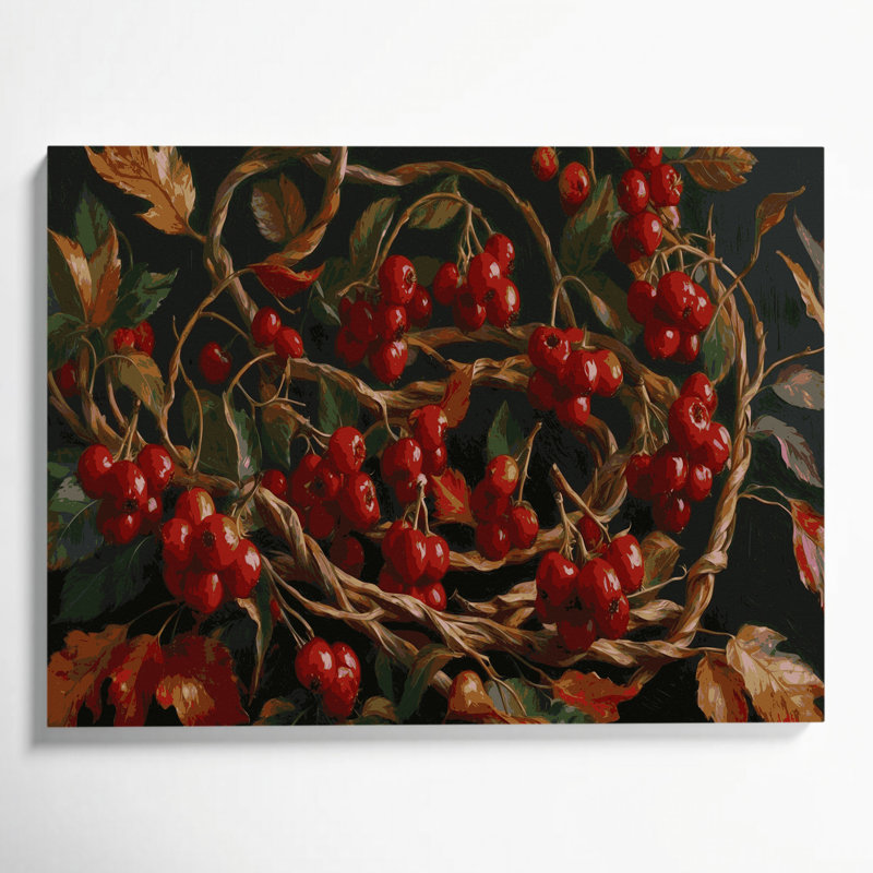 Botanical Rose Hips Brown Canvas Wall Art, 8" H x 10" W