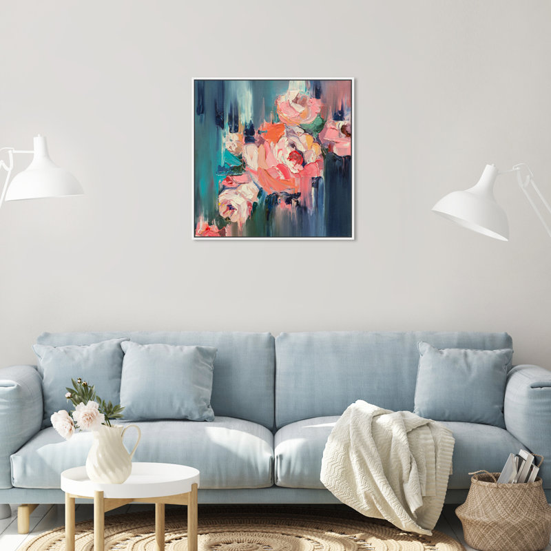 Abstrait «Show Me Love Textures» - peinture sur toile, Toile blanche encadrée, H 24 po x l 24 po