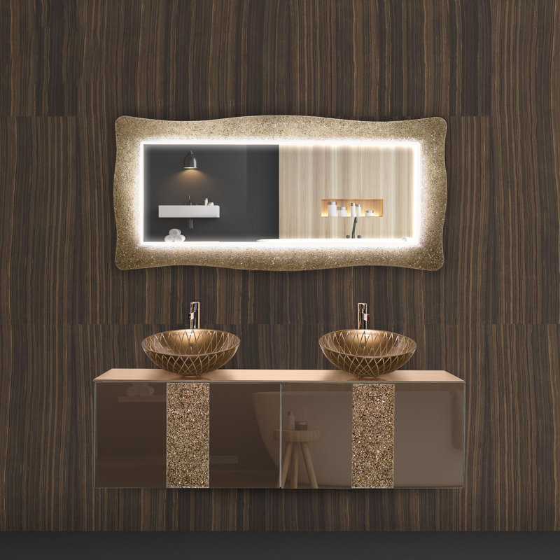 Lea Glass Lighted Mirror, Champagne Bronze