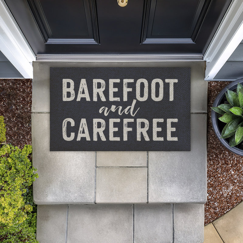Paillasson Barefoot & Carefree Summertime, par Lettred and Lined, 18 po x 30 po, Barefoot & Carefree Summertime