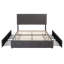 Storage Platform Bed with 4 Drawers and Adjustable Diamond Pattern Linen Headboard-1372097865-1347192798