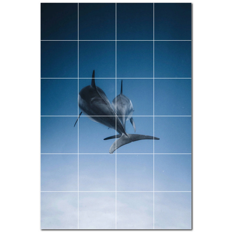 Carrelage mural décoratif 32 "x 48" en céramique avec dauphin PT500515: 8 "x 8" (ensemble de 24)