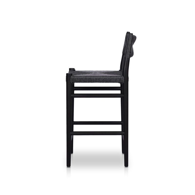 Outdoor Teak Bar Stool, 26", Black, Black