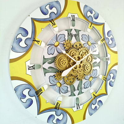 Horloge murale surdimensionnée de 36 po pour le salon avec de vrais engrenages en mouvement style italien
