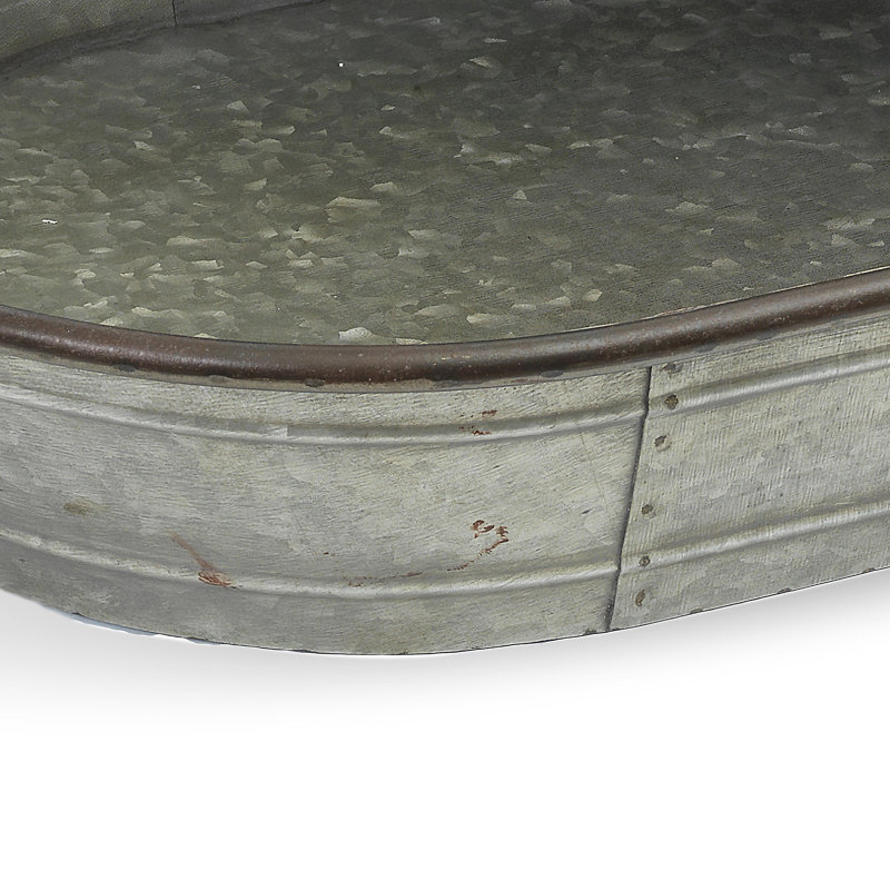 Industrial Grace: ensemble de 3 plateaux à fleurs décoratifs ovales en métal galvanisé avec garnitures en cuivre