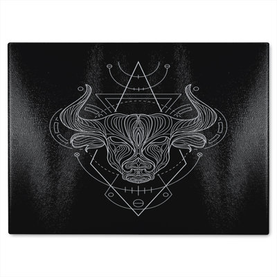 Zodiac Taurus Geometric Dining Glass Chopping Board