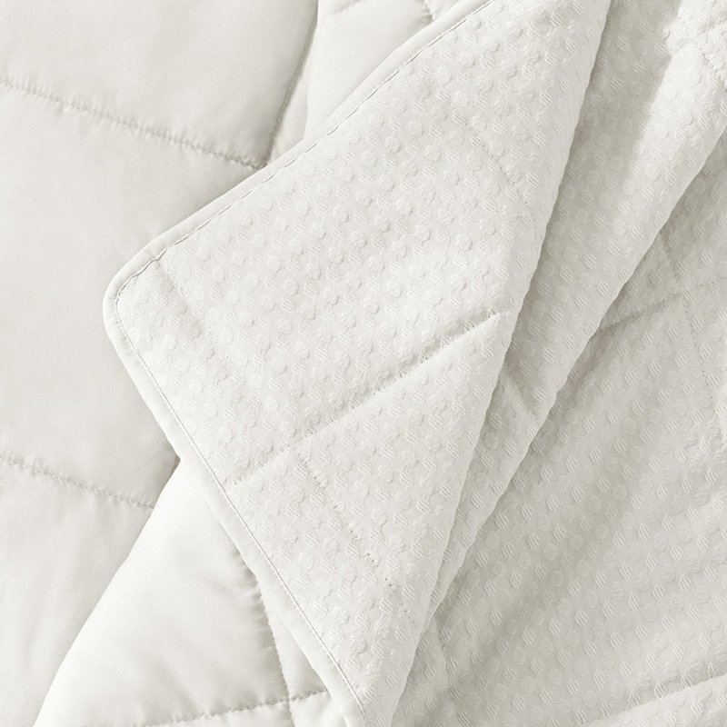 Ensemble de courtepointe texturée Mina Waffle Weave, Courtepointe simple / simple TG + 1 taie décorati, Blanc